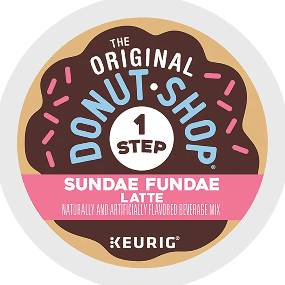 The Original Donut Shop One-Step Sundae Fundae Latte Coffee, Keurig K-Cup Pod, Dark Roast, 20/Box, 4 Boxes/Carton