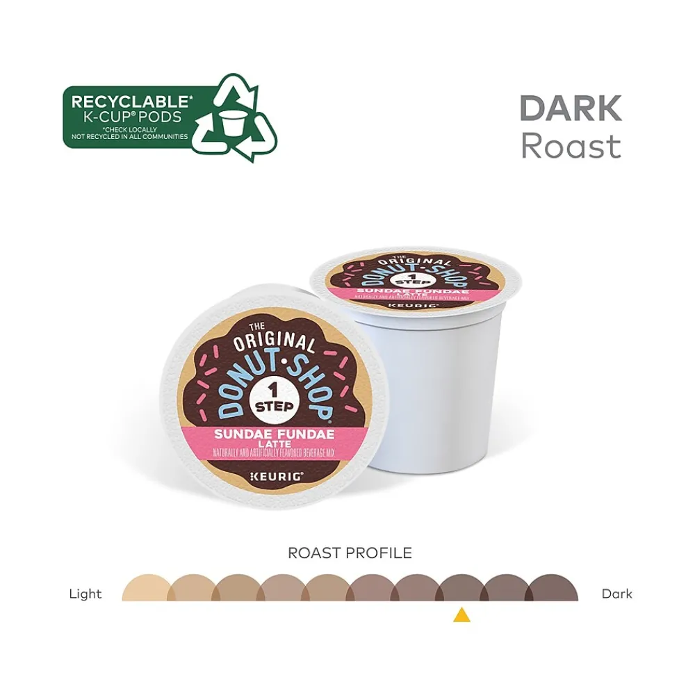 The Original Donut Shop One-Step Sundae Fundae Latte Coffee, Keurig K-Cup Pod, Dark Roast, 20/Box, 4 Boxes/Carton