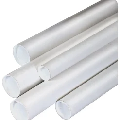 The Packaging Wholesalers White Mailing Tubes, 2" x 20", 50/Carton (P2020W)
