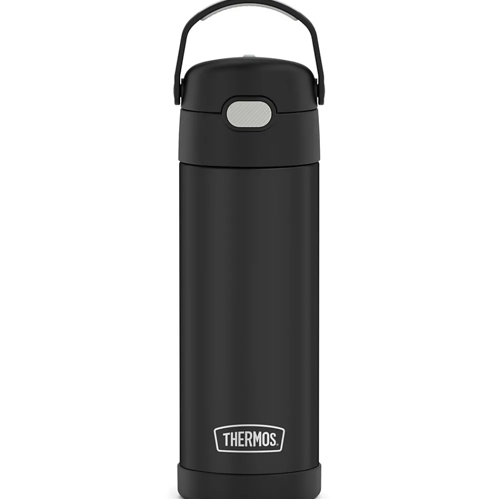 Thermos FUNtainer Stainless Steel Vacuum Insulated Water Bottle, 16 oz., Black (THRF41101DB6)