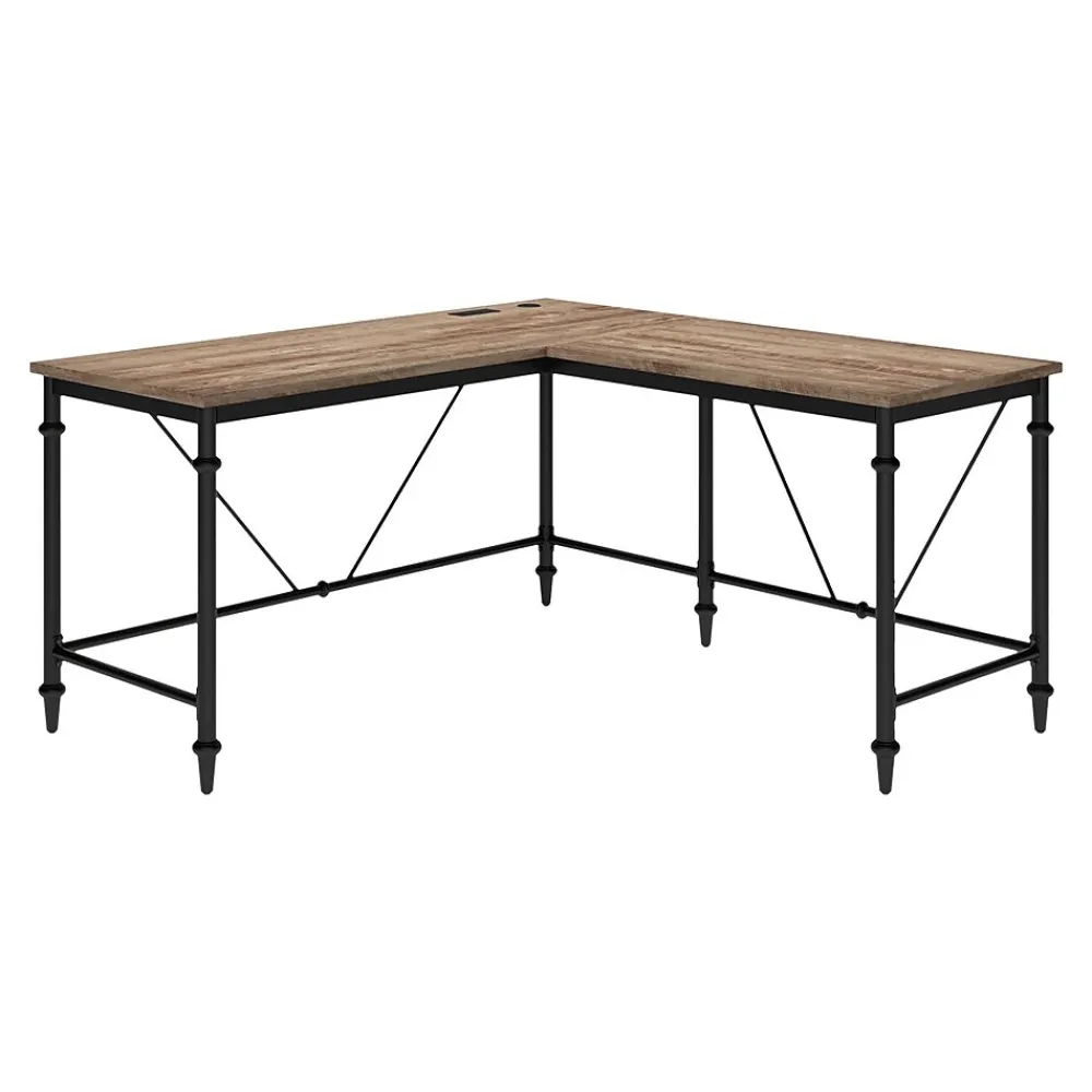L-Desks*Thomasville Furniture Breslyn 60"W L-Shaped Computer Desk, Crosscut Hickory (SPLS-BRLD-TV)