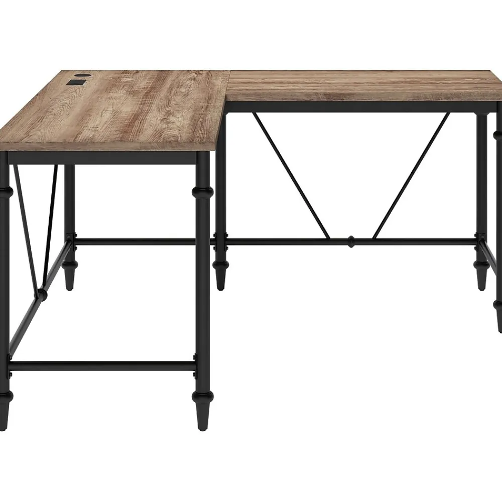 L-Desks*Thomasville Furniture Breslyn 60"W L-Shaped Computer Desk, Crosscut Hickory (SPLS-BRLD-TV)