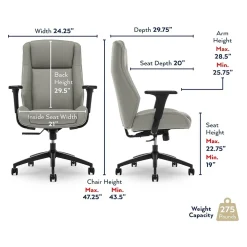 Office Chairs*Thomasville Furniture Darius Ergonomic Bonded Leather Swivel Executive Chair, Gray (51490-GRY)