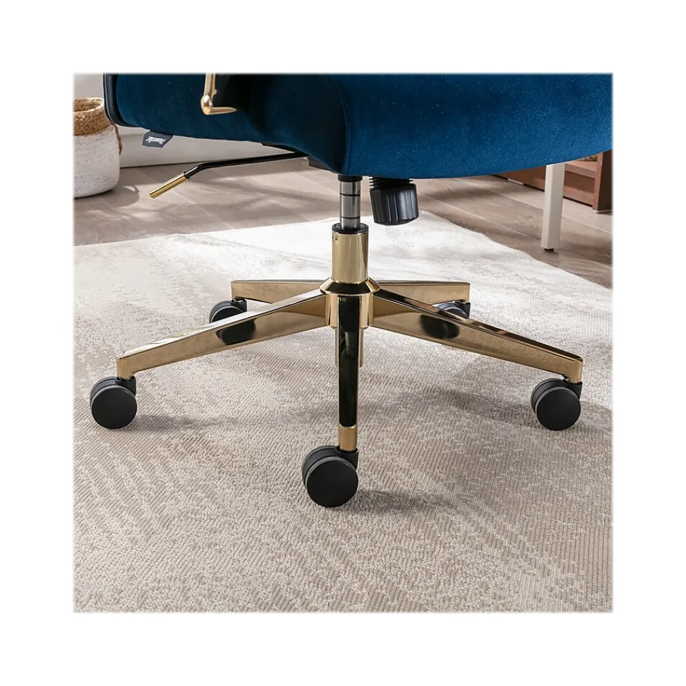 Ergonomic Chairs*Thomasville Furniture Joelle Ergonomic Fabric/Metal Desk Chair, (60068) Blue/Gold