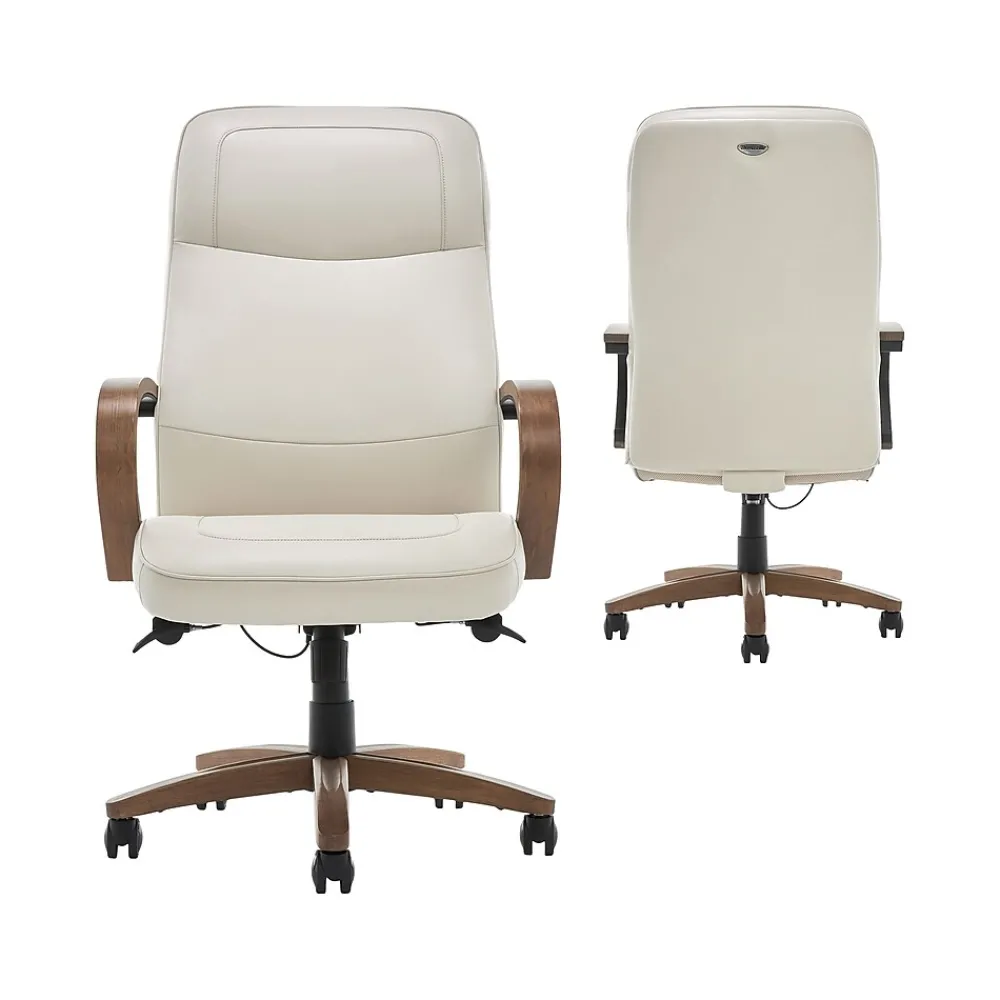 Office Chairs*Thomasville Furniture Lockhart Ergonomic Bonded Leather Swivel Executive Chair, Cream (51494-CRM)