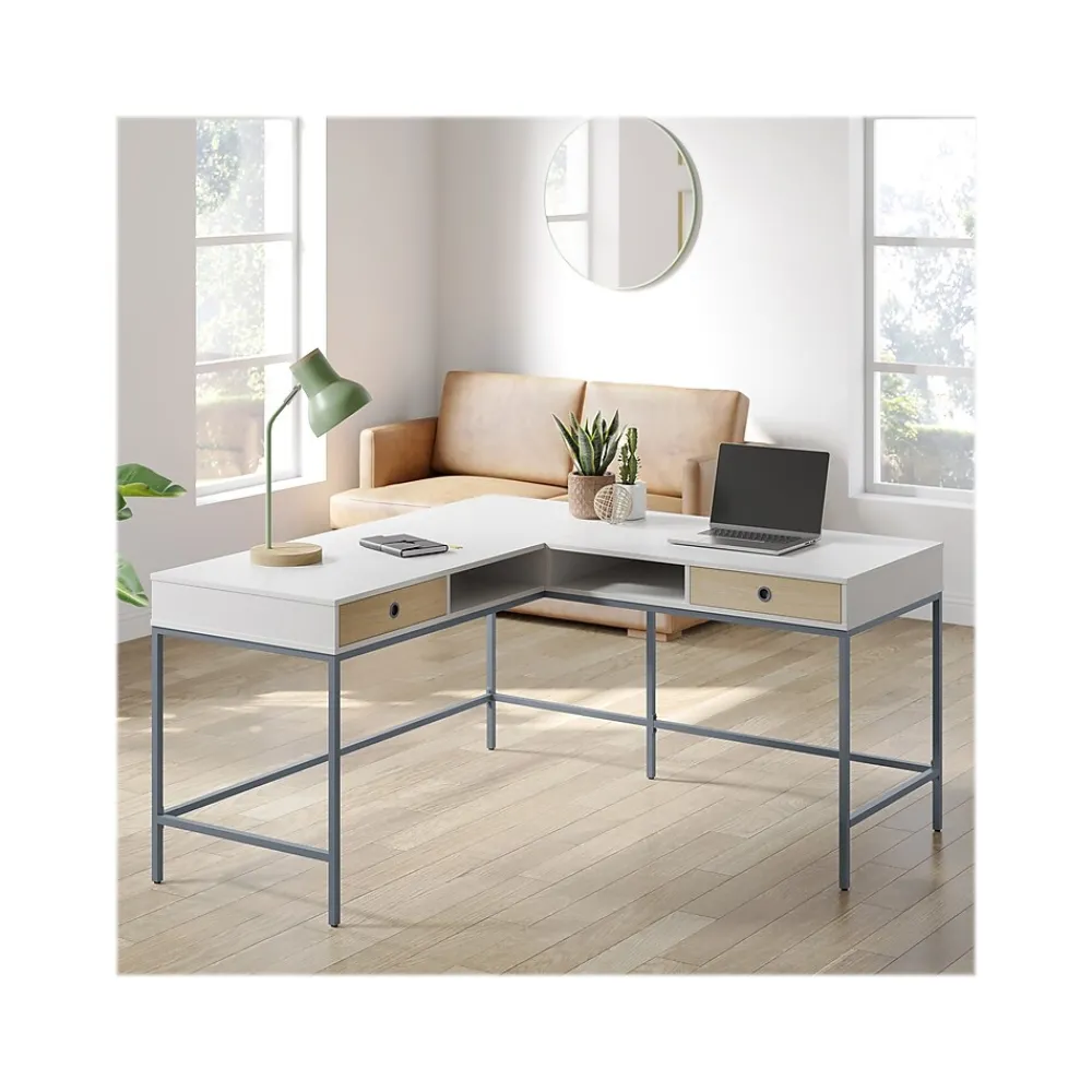 L-Desks*Thomasville Furniture Marana 60" L-Shaped Computer Desk, Arctic White/Desert Ash (SPLS-MA60LD-TV)