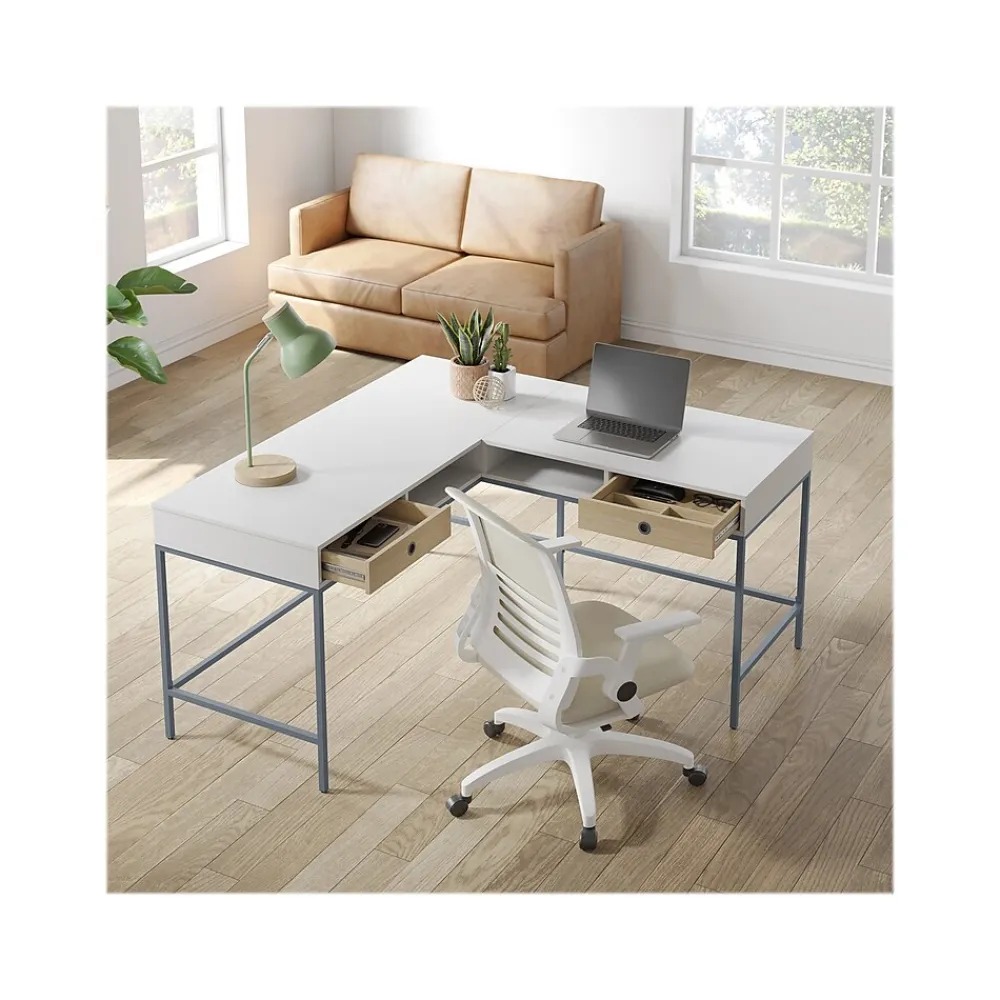 L-Desks*Thomasville Furniture Marana 60" L-Shaped Computer Desk, Arctic White/Desert Ash (SPLS-MA60LD-TV)