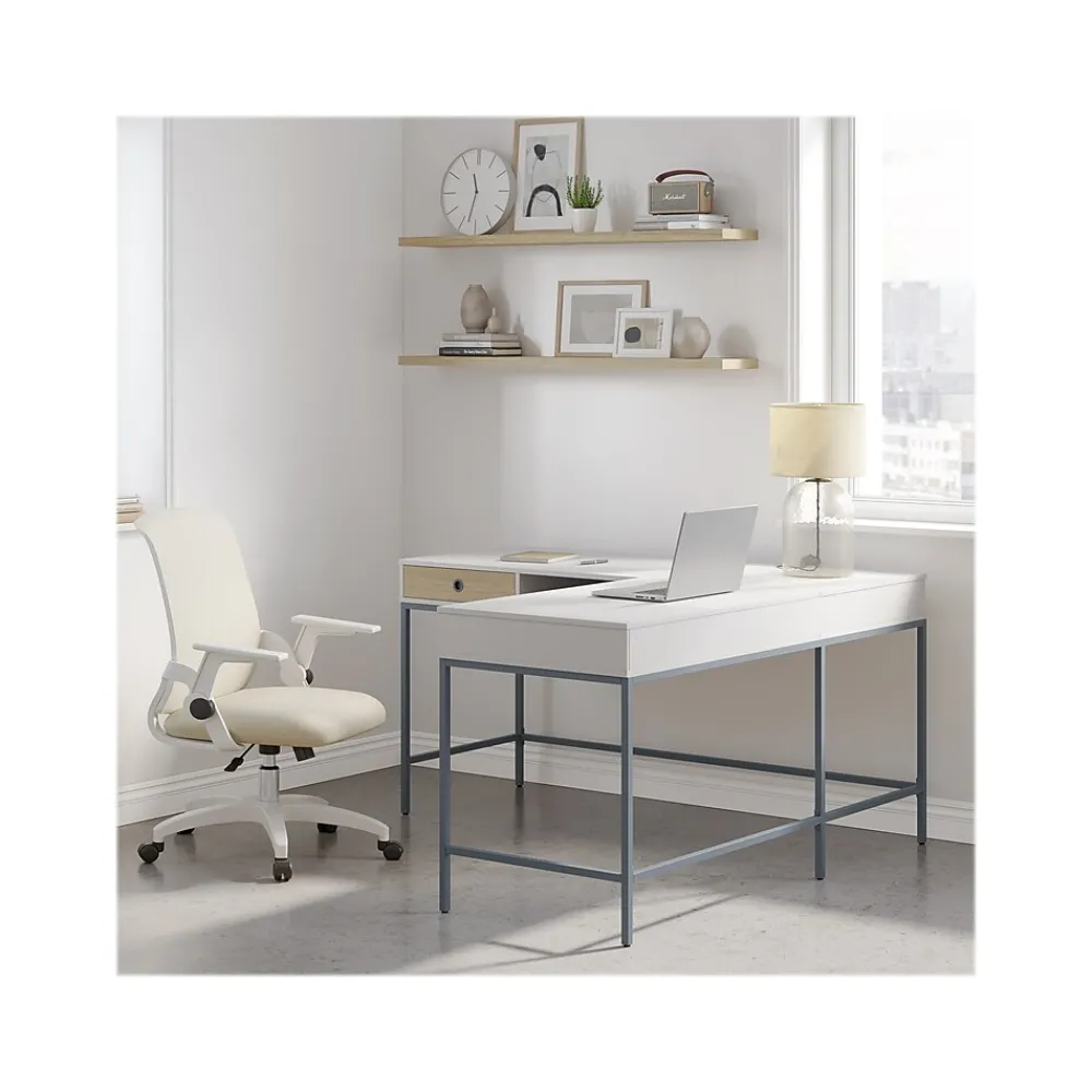 L-Desks*Thomasville Furniture Marana 60" L-Shaped Computer Desk, Arctic White/Desert Ash (SPLS-MA60LD-TV)