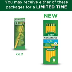Pencils|Ticonderoga Beginners Wooden Pencil, 2.2mm, #2 Soft Lead, Dozen (X13308)