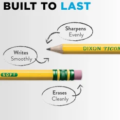 Pencils|Ticonderoga The World's Best Pencil Wooden Pencil, 2.2mm, #2.5 Medium Lead, Dozen (X13885X)