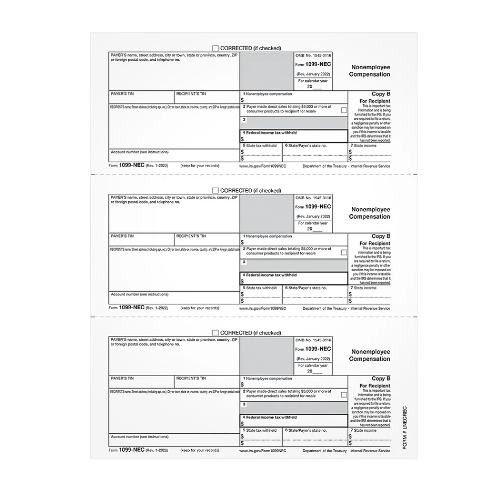 Tax Forms*TOPS 2024 1099-NEC Tax Form, Copy B, 50 Forms/Pack (LNECREC-S)