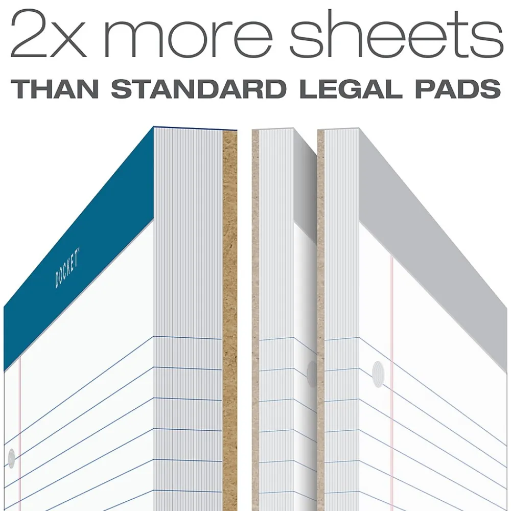 Notepads|TOPS Docket Notepads, 8.25" x 11.75", Wide, White, 100 Sheets/Pad, 6 Pads/Pack (TOP 63437)