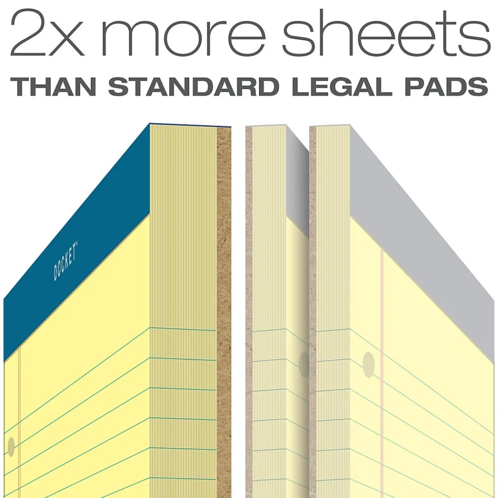 Notepads|TOPS Double Docket Writing Tablet, 8-1/2" x 11-3/4", College Ruled, Canary, 100 Sheets/Pad (63383)