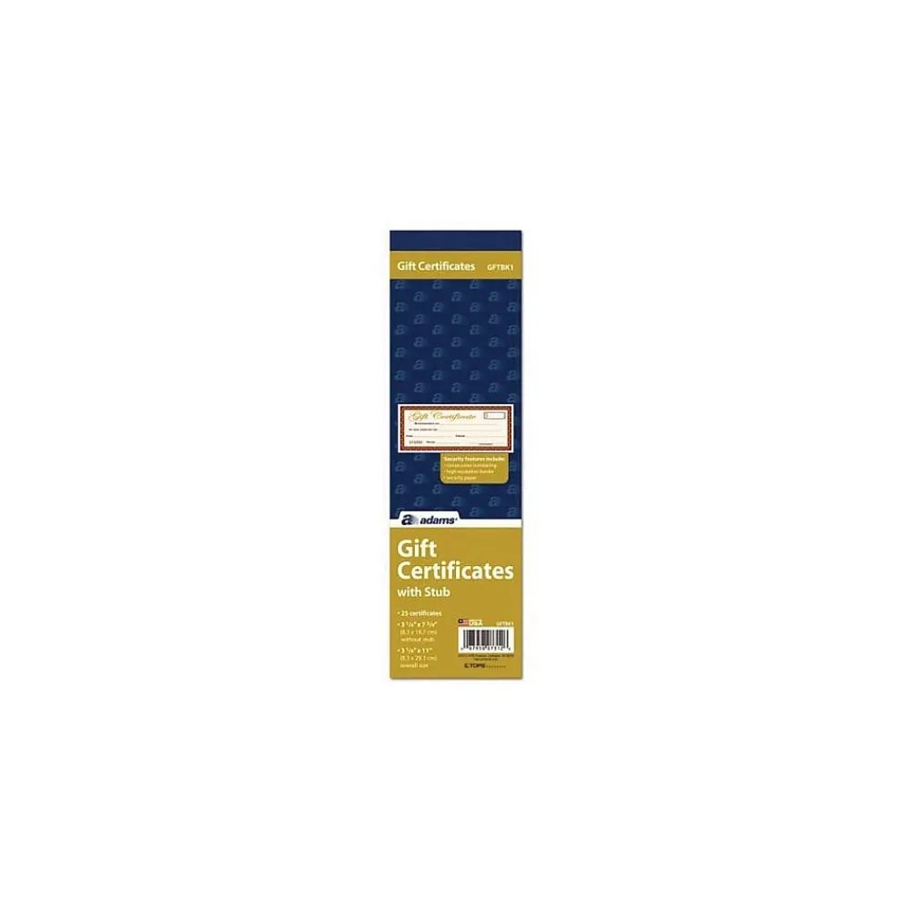 Business Forms*TOPS ™ Gift Certificate Book, 1-Part, 25/Book (GFTBK1)