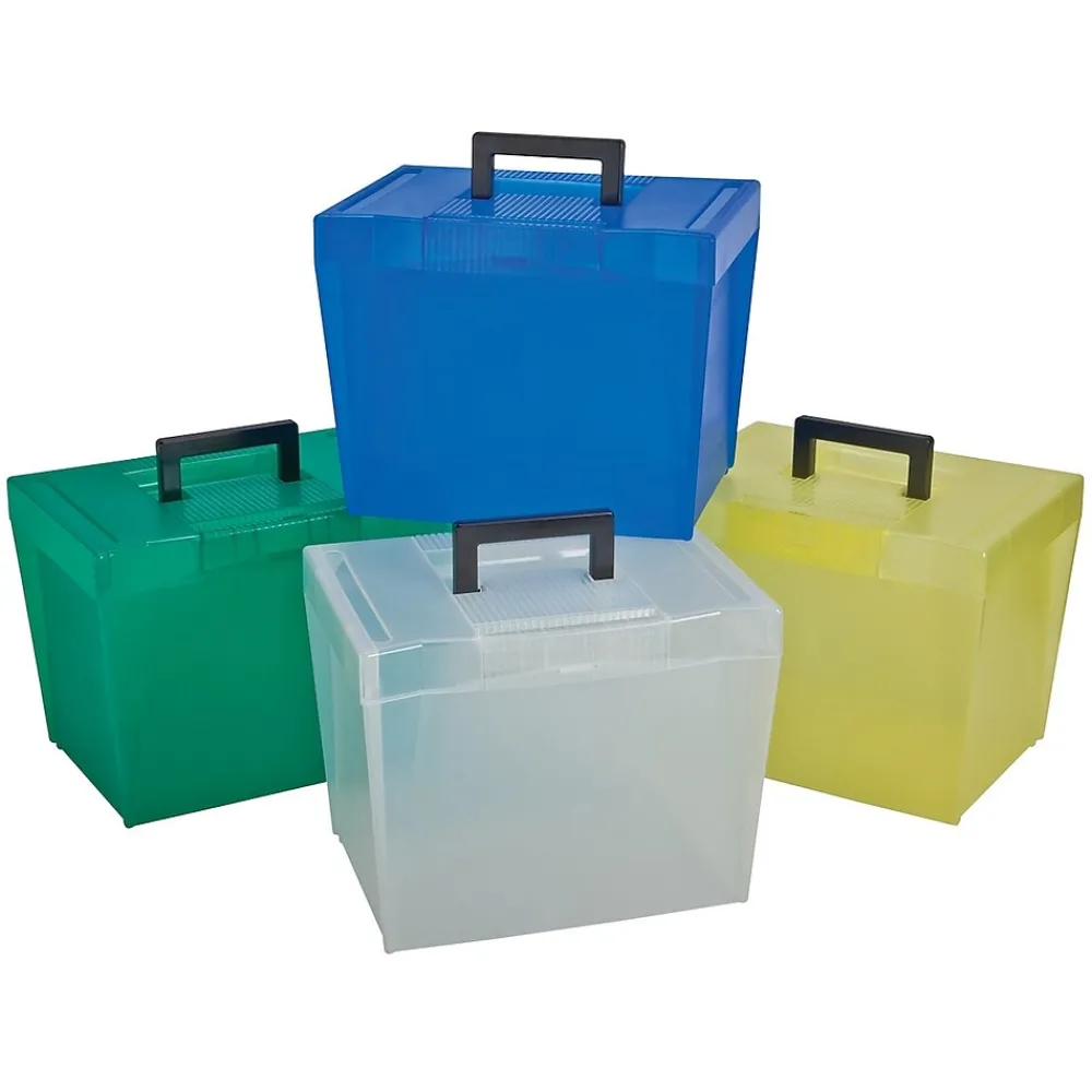 File Storage|TOPS Products Pendaflex Frosted Plastic File Box, Color Varies, Letter Size (ESS20881)