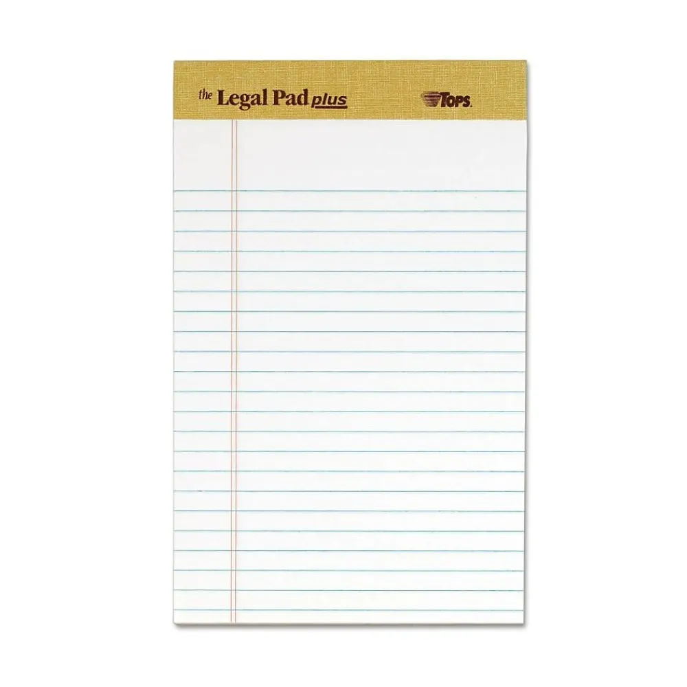Notepads|TOPS ® The Legal Pad™ Plus, White, Jr Legal Ruled, 5" x 8", 50 Sheets/Pad, 1 Dozen Pads (71500)