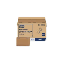 Tork Xpressnap Interfold Dispenser Napkins, 1-Ply, Bag-Pack, 13 x 8.5, Natural, 500/Pack, 12 Packs/Carton (TRKDX906E)