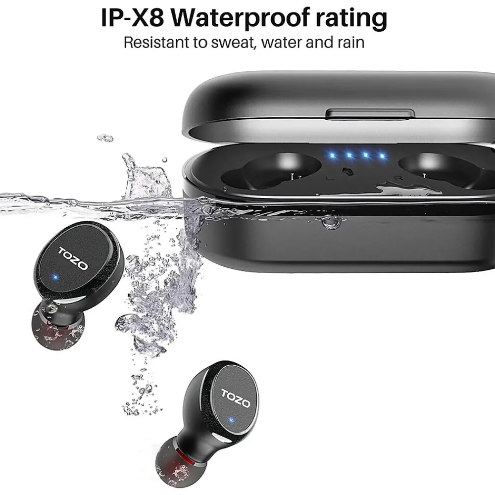 T10S Wireless Earbuds, Bluetooth, Black (T10SBLK)<TOZO Clearance