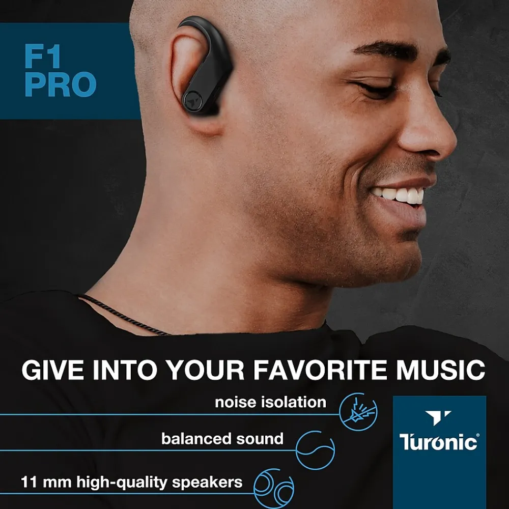 Treblab Turonic F1 Pro Wireless Earbuds, Black (F1-PRO-B)