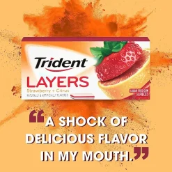 Trident Layers Sugar Free Wild Strawberry & Tangy Citrus Gum, 14 Pieces/Pack, 12/Box (AMC60001)