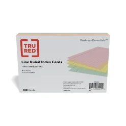 Index Cards*TRU RED â„¢ 4" x 6" Index Cards, Lined, Assorted Colors, 100/Pack (TR51015)