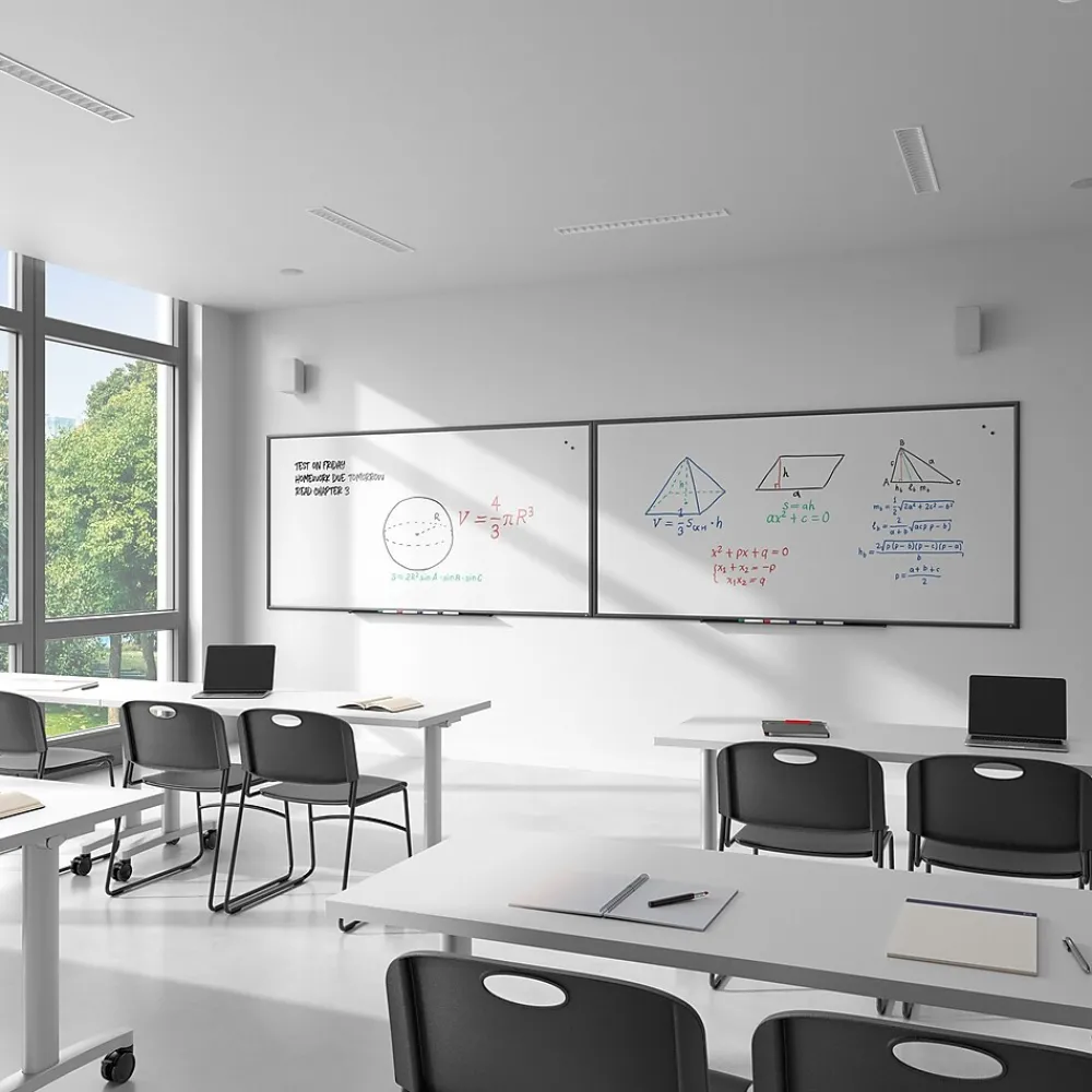 Dry Erase*TRU RED ™ Magnetic Porcelain Dry Erase Board, Black Frame, 8' x 4' (TR61191)