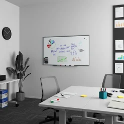 Dry Erase*TRU RED ™ Magnetic Steel Dry Erase Board, Satin Frame, 5' x 3' (TR61176)