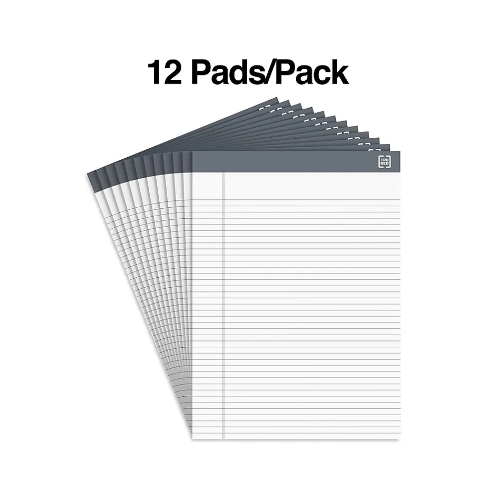 Notepads|TRU RED ™ Notepads 8.5" x 11.75", Narrow Ruled, White, 50 Sheets/Pad, 12 Pads/Pack (TR57369)