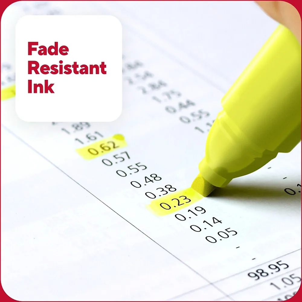 Highlighters|TRU RED ™ Pocket Stick Highlighter with Grip, Chisel Tip, Yellow, 5/Pack (TR54578)