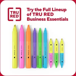Highlighters|TRU RED ™ Pocket Stick Highlighter with Grip, Chisel Tip, Assorted, 5/Pack (TR54584)