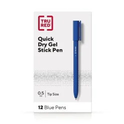 Pens|TRU RED â„¢ Quick Dry Gel Pens, Fine Point, 0.5mm, , Dozen (TR54472) Blue