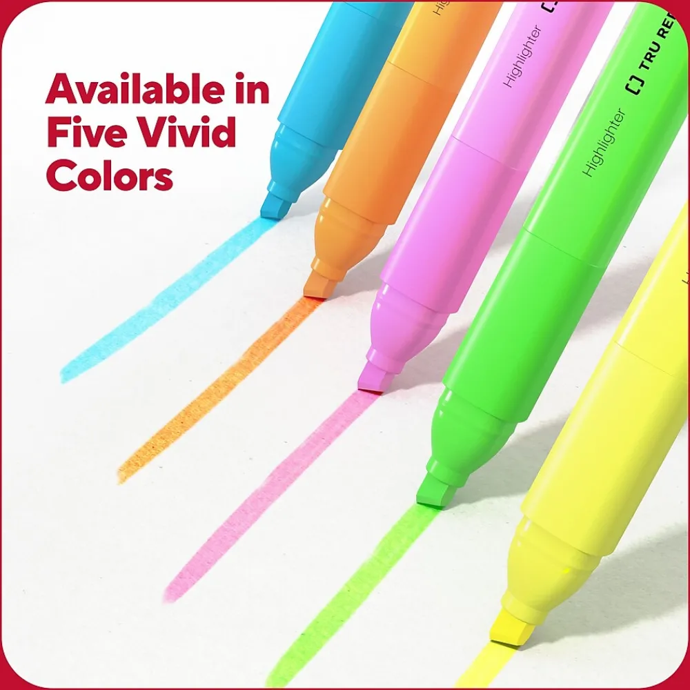 Highlighters|TRU RED ™ Tank Highlighter with Grip, Chisel Tip, Yellow, 36/Pack (TR54581)