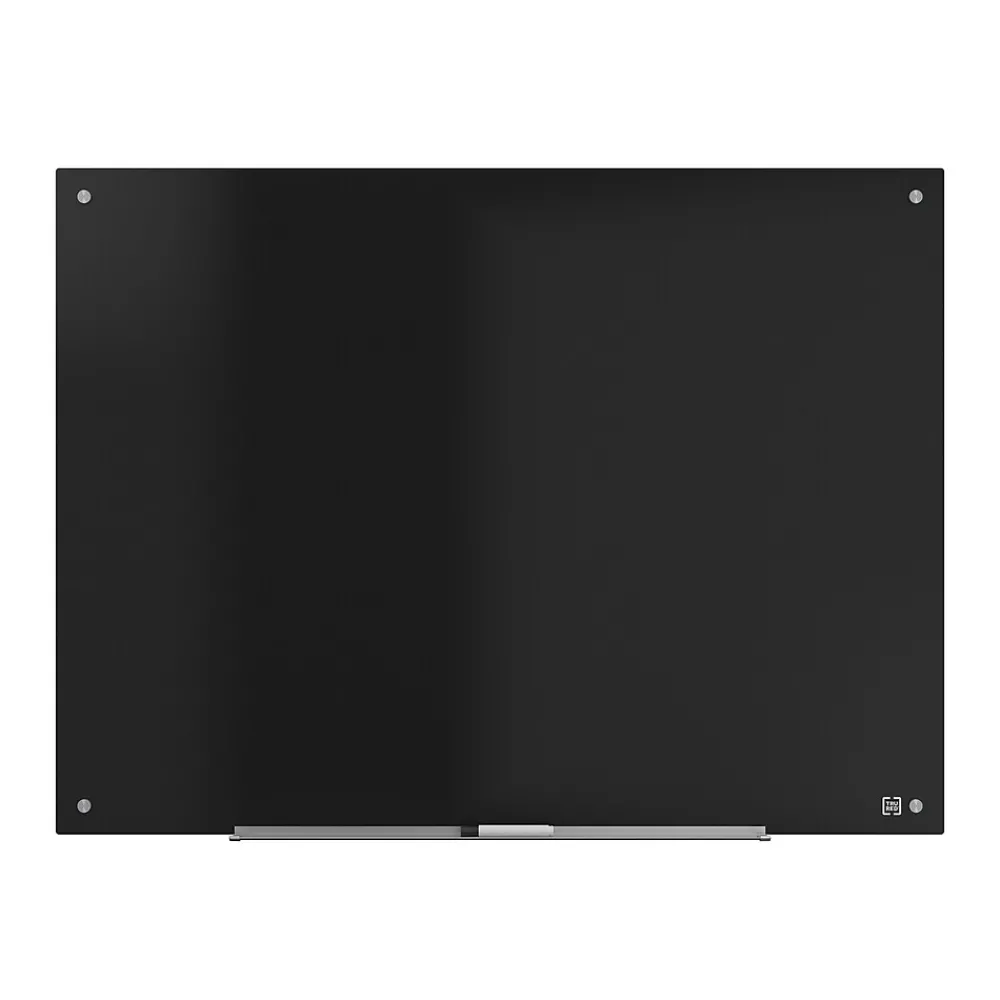Dry Erase*TRU RED ™ Tempered Glass Dry Erase Board, Black, 4' x 3' (TR61200)