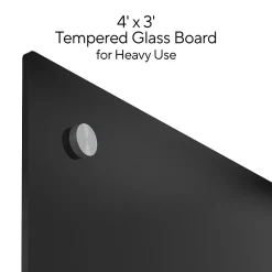 Dry Erase*TRU RED ™ Tempered Glass Dry Erase Board, Black, 4' x 3' (TR61200)