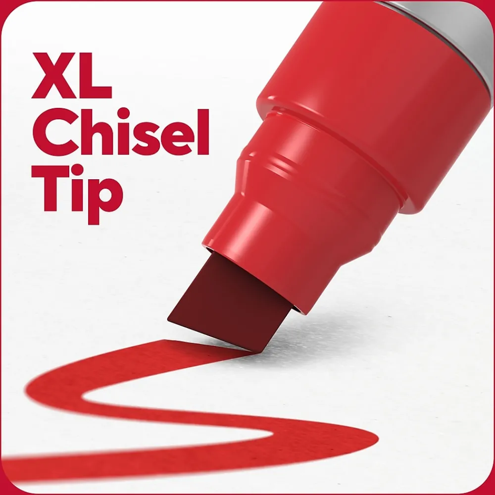 Markers|TRU RED ™ XL Tank Permanent Markers, Chisel Tip, Assorted, 4/Pack (TR56935)