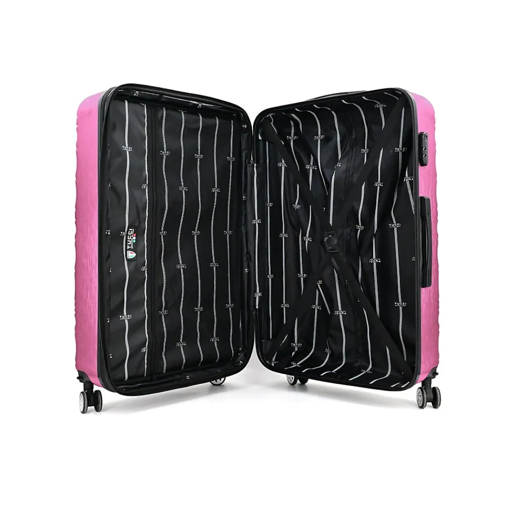 4-Piece Hardside Spinner Carry-On Luggage Set, TSA Checkpoint Friendly, Fushcia (T0533-04PC-FUSH)<TUCCI Sale