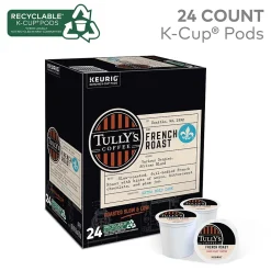 Tully's French Roast Coffee Keurig® K-Cup® Pods, Dark Roast, 24/Box (192619)