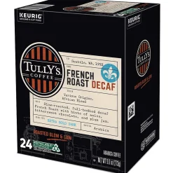 Tully's French Roast Decaf Coffee Keurig® K-Cup® Pods, Dark Roast, 24/Box (192419)