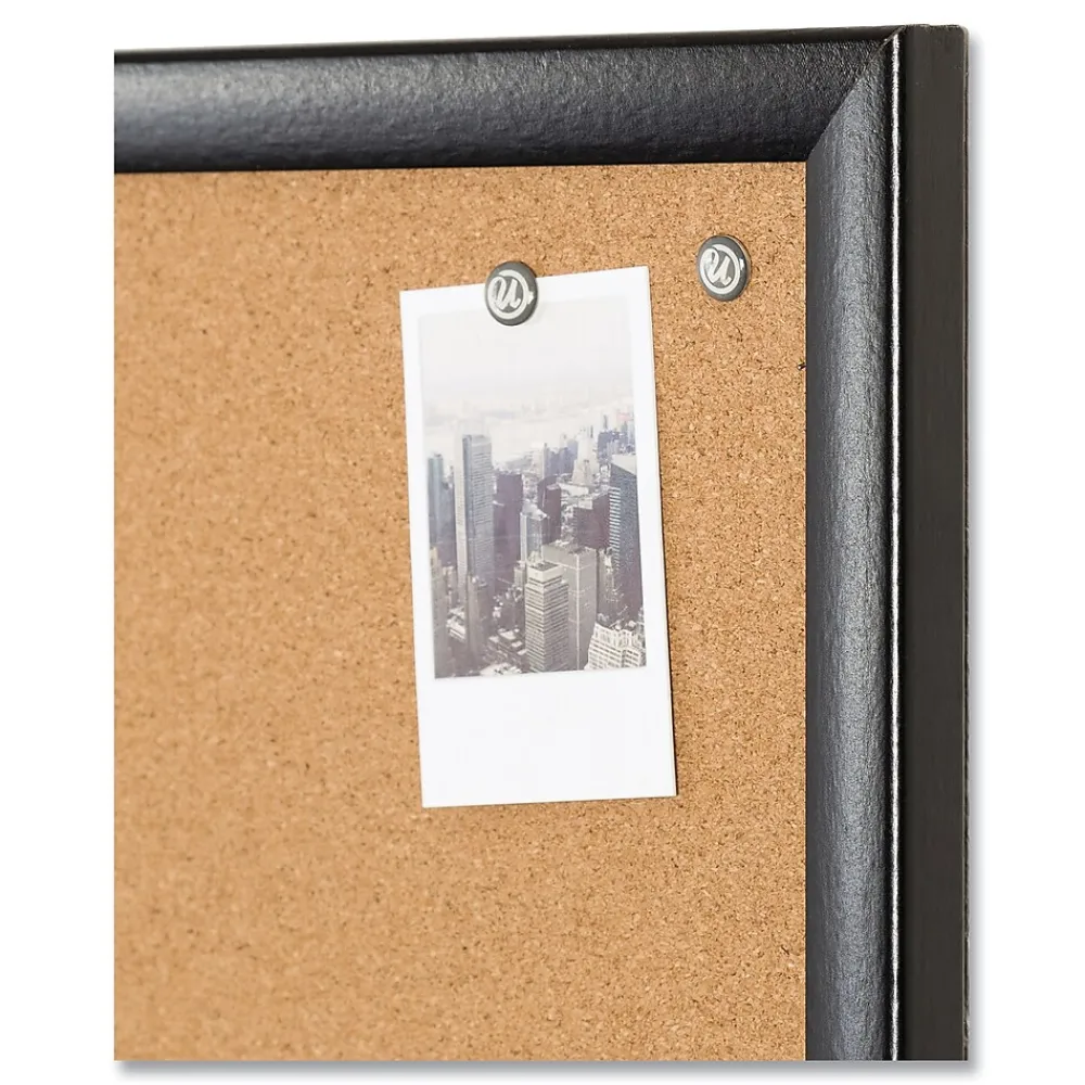 Bulletin*U Brands Self-Healing Cork Bulletin Board, 35" x 23", Black Finish (00301AANNN)