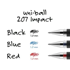 Pens|uni-ball uniball 207 Impact Gel Pens, Bold Point, 1.0mm, Black Ink (65800)