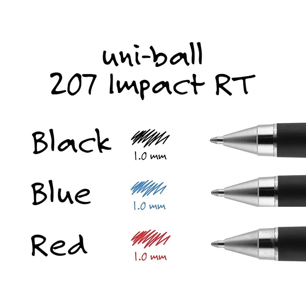 Pens|uni-ball 207 Impact RT Retractable Gel Pens, Bold Point, Red Ink, Dozen (65872)