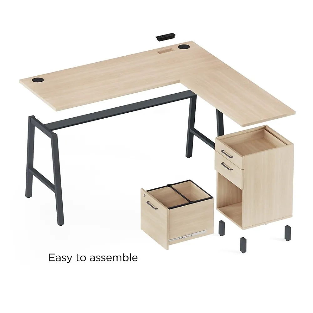 L-Desks*Union & Scale ™ Essentials 60"W L-Shaped Desk, Natural (UN60420)