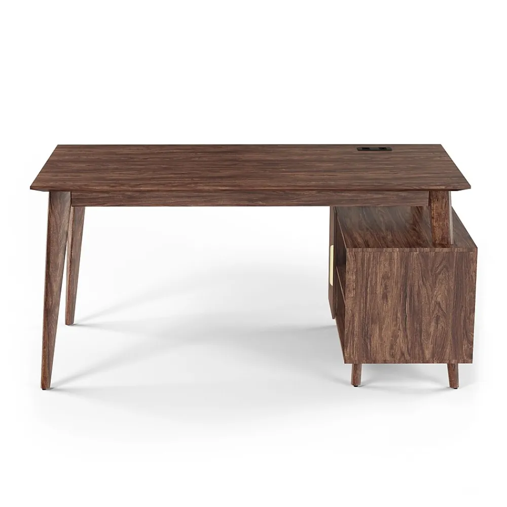 Corner Desks*Union & Scale ™ MidMod 60"W Computer and Writing Storage Desk, Espresso (UN56950)
