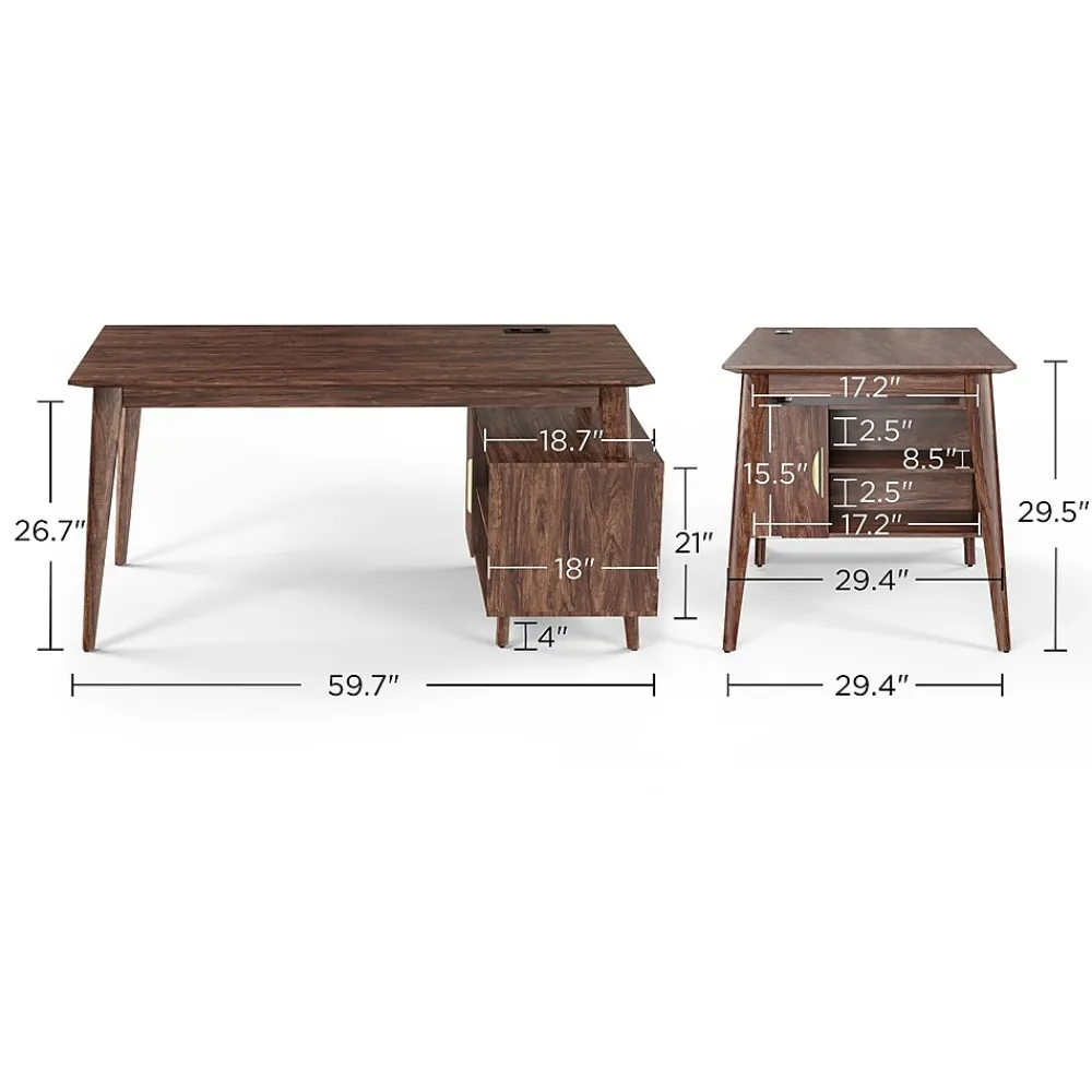 Corner Desks*Union & Scale ™ MidMod 60"W Computer and Writing Storage Desk, Espresso (UN56950)