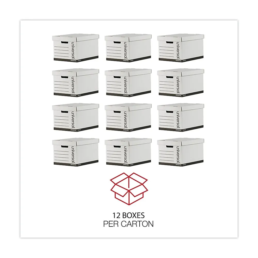 File Storage|Universal File Box, Letter/Legal Size, White, 12/Carton (UNV85700)