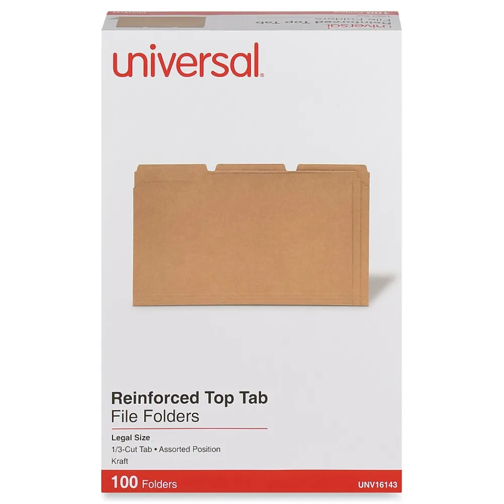 File Folders|Universal File Folder, Legal Size, Kraft, 100/Box (UNV16143)