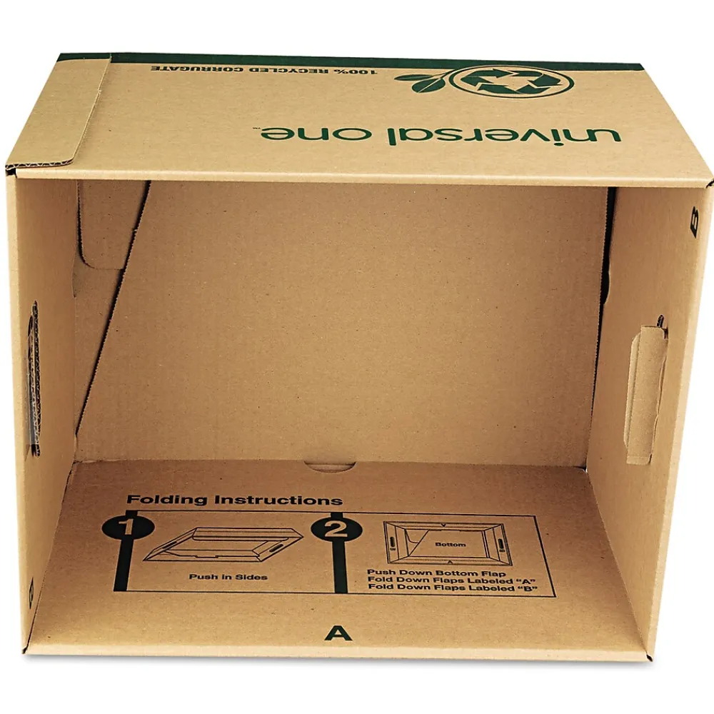 File Storage|Universal Recycled Record Storage Boxes, Letter, 12" x 10" x 15", Kraft, 12/Ct
