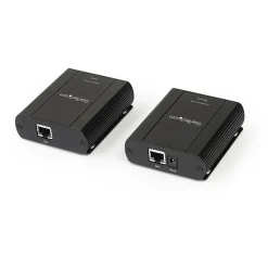StarTech USB 2.0 Extender over Cat5e or Cat6 Ethernet Cable - 330ft/100m USB 2.0 Extender Adapter Kit w/ ESD & Metal Case - Powered