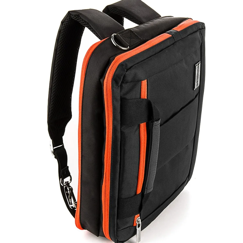 Laptop Briefcase, Black/Orange Nylon (PT_NBKLEA284_17)<Vangoddy Best
