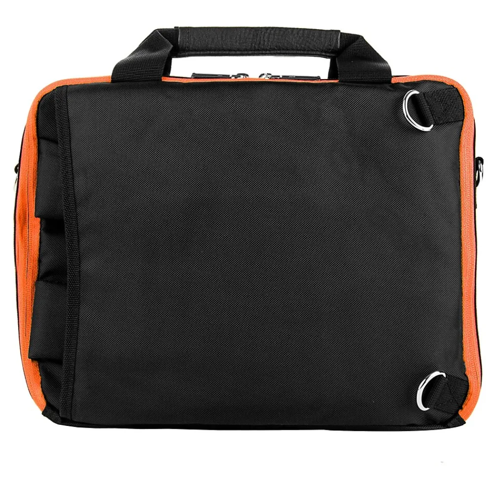 Laptop Briefcase, Black/Orange Nylon (PT_NBKLEA284_17)<Vangoddy Best